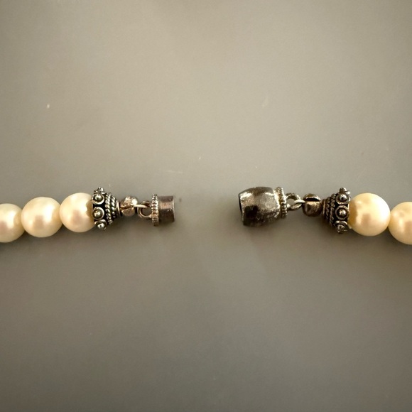 Turquoise Necklace W 7mm Cultutred Pearls Sterling Silver Clasp - Picture 6 of 6